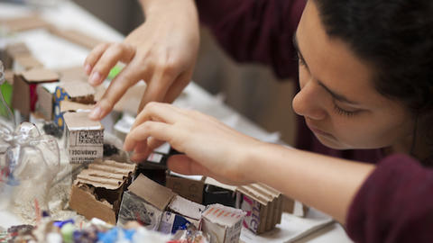 undergraduate student working on art